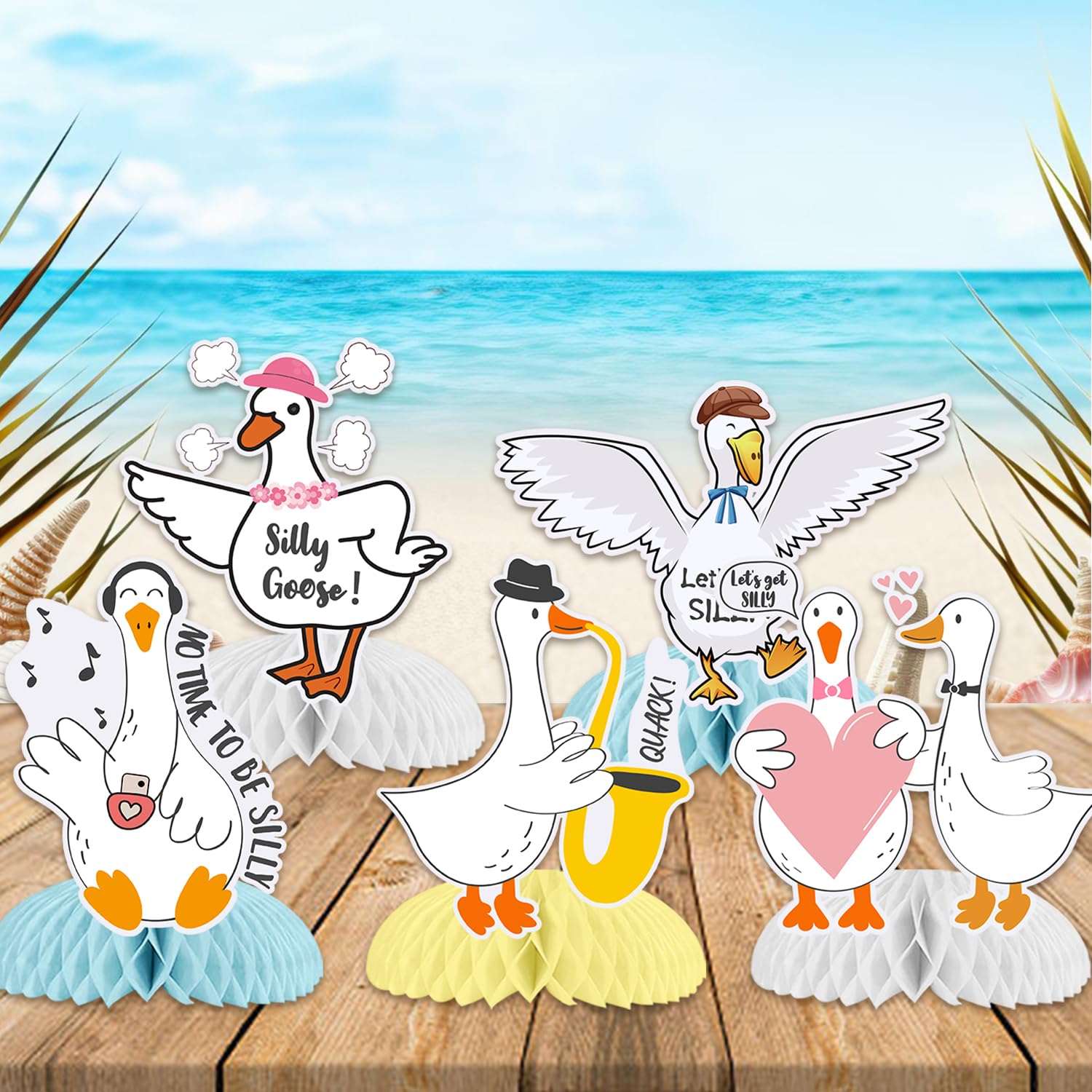 9 Pcs Silly Goose Honeycomb Centerpieces, Silly Goose Party Favors Birthday Party Decorations Silly Goose Centerpieces Decorations Supplies