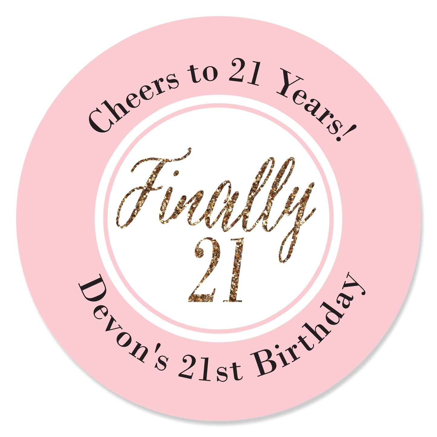 Big Dot of Happiness Custom Finally 21 Girl - Personalized 21st Birthday Party Circle Sticker Labels 24 Count