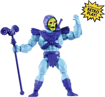 Masters of the Universe Origins Action Figure Skeletor, 5.5 Inch 1980s Motu TV Villain, Detailed Design with Harness, Havoc Staff & Sword