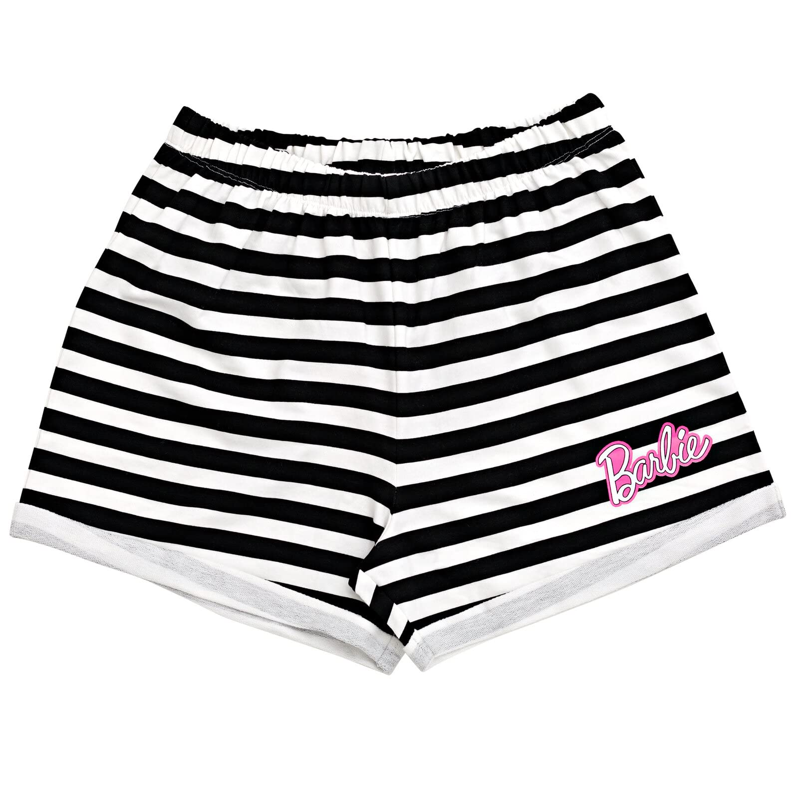 Barbie Big Girls T-Shirt and French Terry Shorts Outfit Set Pink/Black 14-16