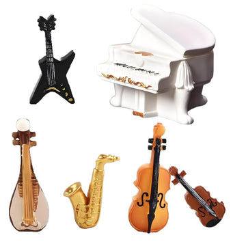 6 Pcs Concert Scene Mini Musical Instrument Models - Adorable Tiny Violin, Cello, Piano, Saxophone & Guitar Accessories for Dollhouse, Fairy