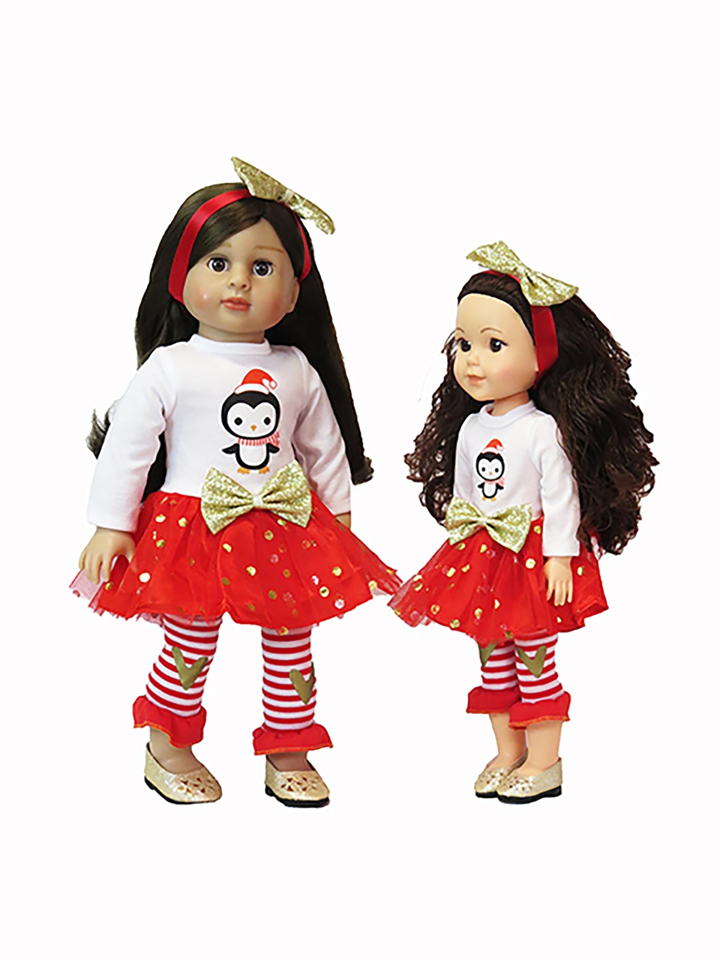 Red & Gold Little Penguin Outfit 3pc for 14-Inch Dolls | Premium Quality & Trendy Design | Dolls Clothes
