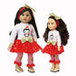 Red & Gold Penguin Long Sleeved Dress Outfit with Bow Headband for 18-Inch Dolls | Premium Quality & Trendy Design | Dolls Clothes