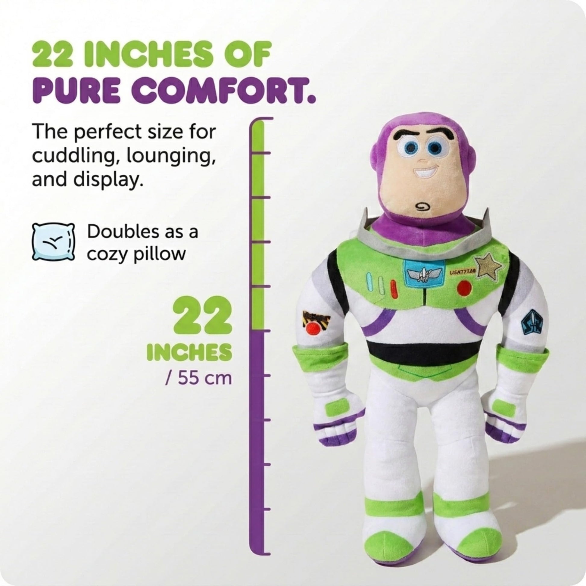 Jay Franco Kids Toy Story Plush Pillow Buddy - Large Ultra-Soft Stuffed Plushie & Cozy Pillow, Official Licensed Product, 22 Inches, Multi - Toy Story