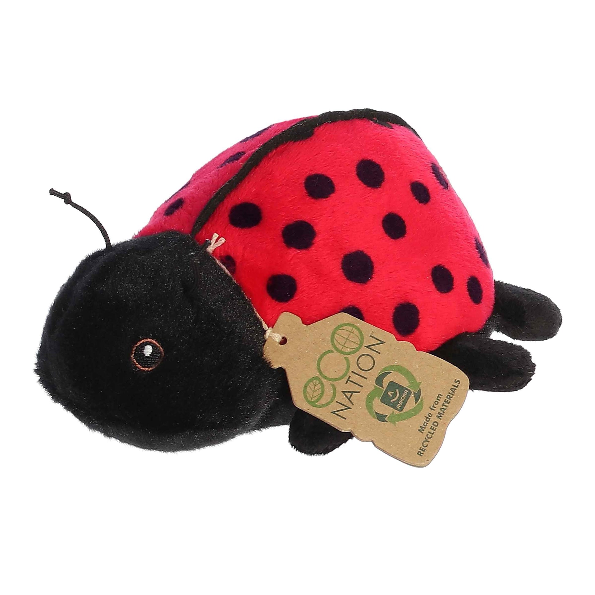 Aurora® Responsibly Made Eco Nation™ Eco Softies™ Ladybug Stuffed Animal - Ideal for Playtime Adventures - Perfect for Birthdays or Just Because - Red