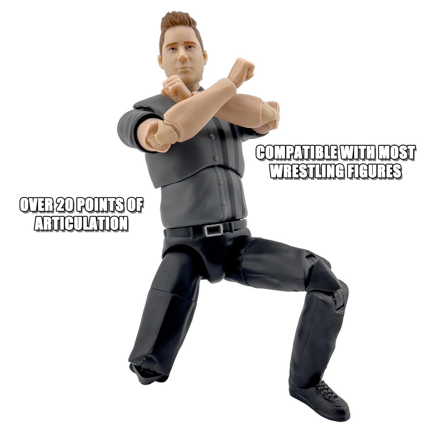 Ultimate Dark Gray Referee with Deluxe Articulation for Wrestling Figures