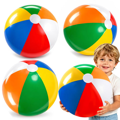YANLIFY Beach Balls Rainbow Color Pool Toys for Swimming Pool, Summer Water Games Large Inflatable Beach Toys for Birthday Party (Beach Balls (4 PCS