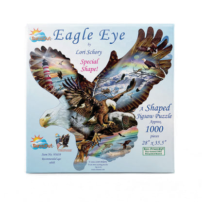 SUNSOUT INC - Eagle Eye - 1000 pc Special Shape Jigsaw Puzzle by Artist: Lori Schory - Finished Size 28" x 35.5" Eagle - MPN# 95639
