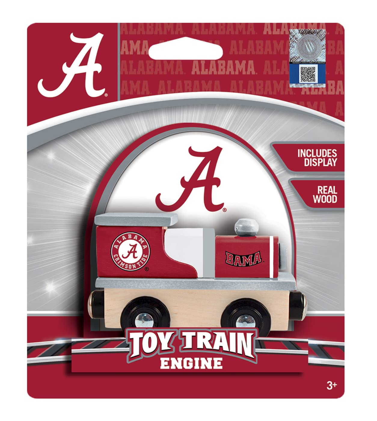 MasterPieces NCAA Alabama Crimson Tide, Real Wood Toy Train Engine, For Ages 3+