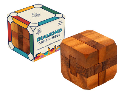 BSIRI Games Gifts and Brain Teaser Puzzles for Adults Classic Diamond Cube Puzzle Wooden 3D Puzzle Games to Challenge Mind for Fun and Educational