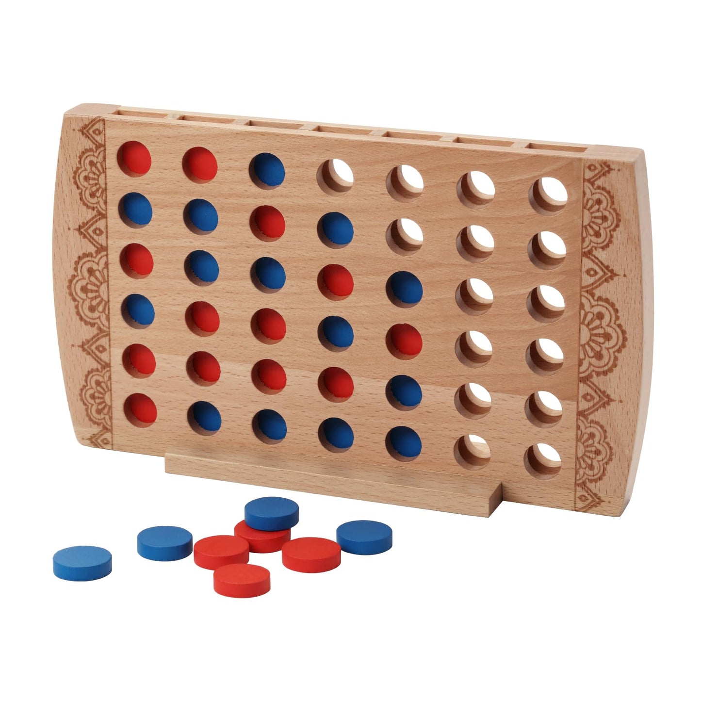 WOWME Wooden 4 in a Row Game Coffee Table Decor-Classic Strategy Game-Family Board Games Toys Gift for 6 Years Old Kids Boys Girls Adults
