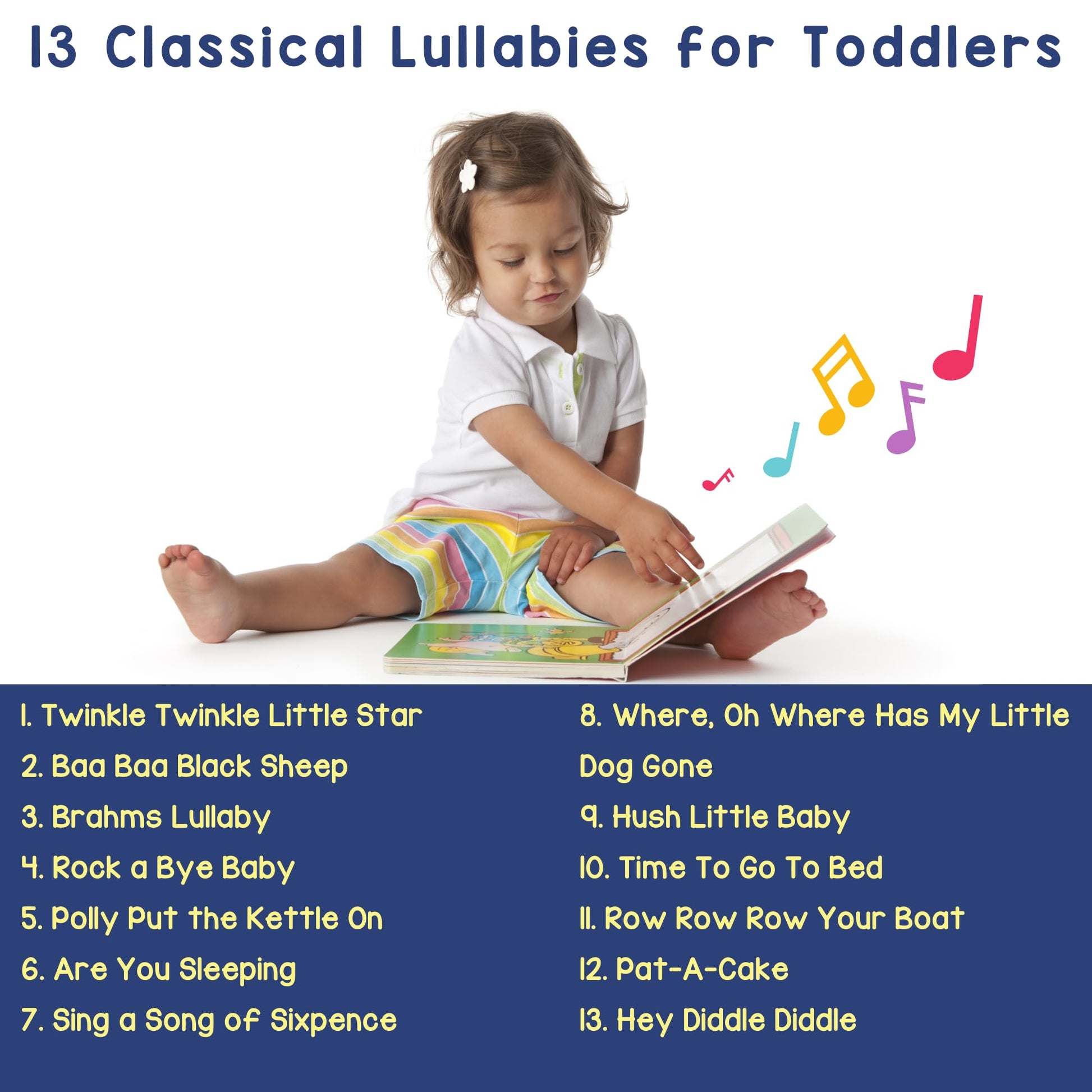 LEARNING BUGS Bedtime Songs - 13 Timeless Lullabies for Little Ones, Musical Books for Toddlers, 28-Button Music Book, Musical Toys for Toddlers 1-3