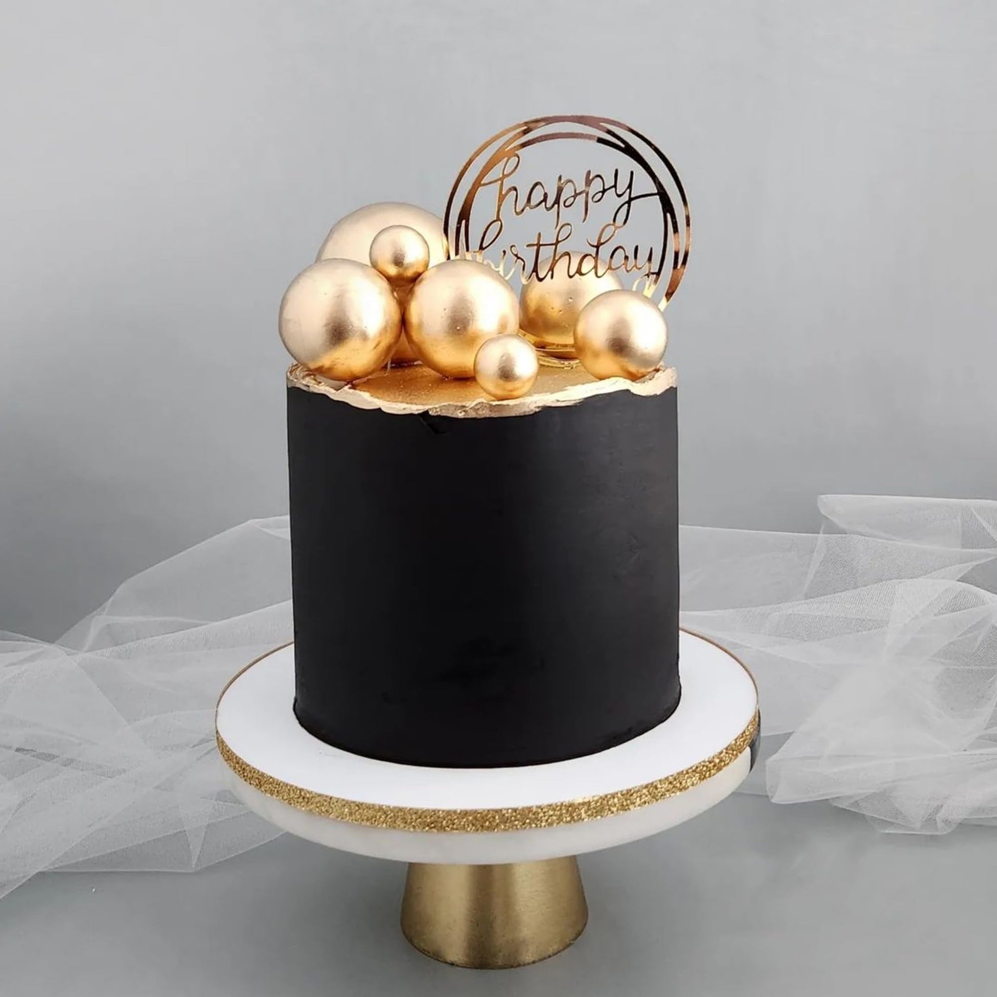 Ball Cake Toppers Simplicity Gold Ball Cake Toppers DIY Cake Insert Topper Foam Cake Balls Baking Decoration for Wedding Anniversary Birthday (Gold)