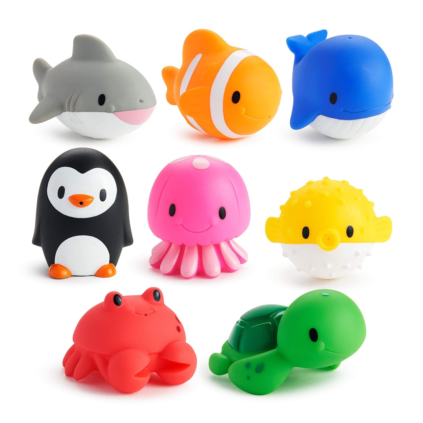 Munchkin Baby Bath Toy Squirts for Babies and Toddlers 9 Months and Up, Ocean Sea Animals Squirters, 8 Pack