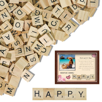 RTUDOPUYT 400 PCs Wood Letter Tiles for Crafts,Letters for Crafts,DIY Wood Gift Decoration - Making Alphabet Coasters Spelling Wooden Tile Game