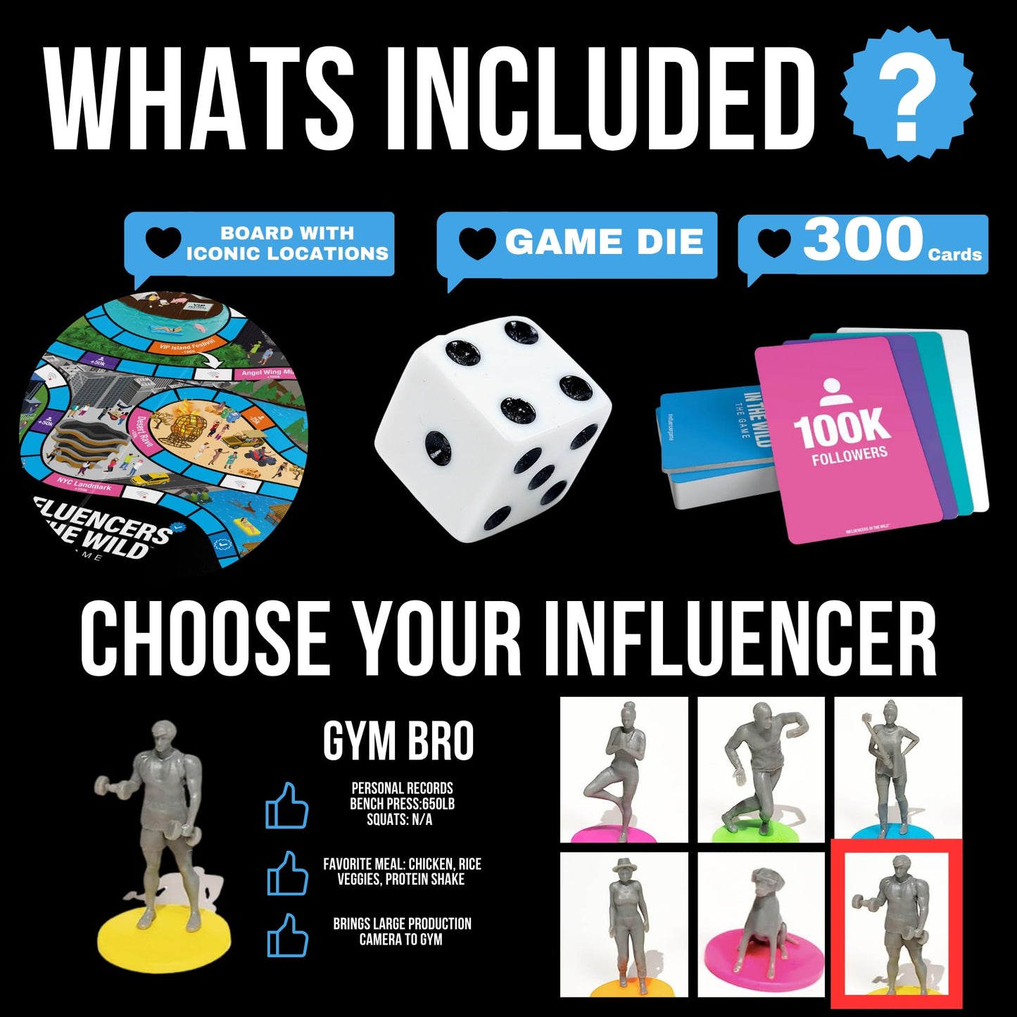 Influencers in the Wild Board Game - 2-6 Players - Built by Tank Sinatra & Tank's Good News - Social Media Board Games for Adults, Social Media