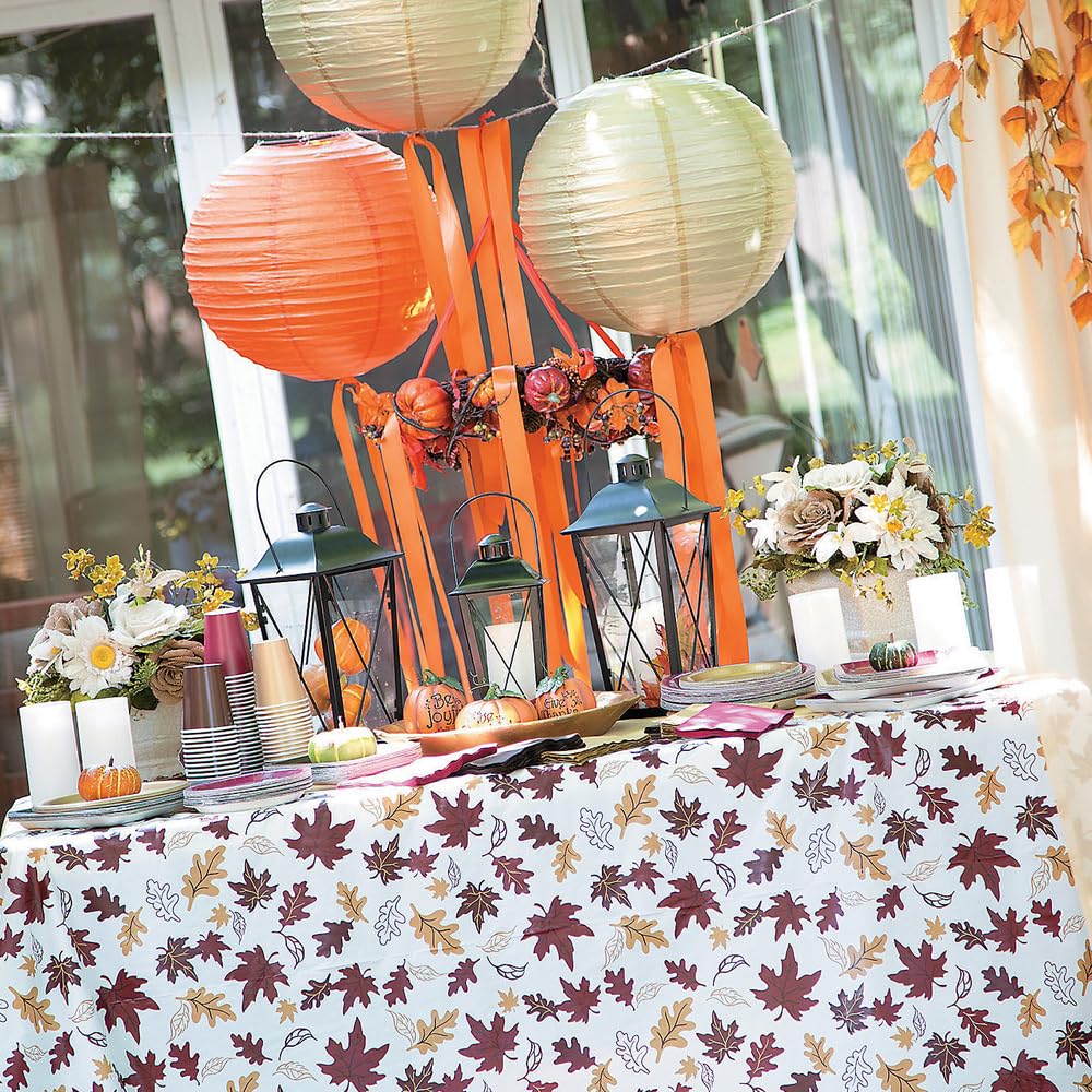 Fun Express Fall Leaves Tablecloth Roll 100 Ft - Premium Plastic Table Cover for Thanksgiving Decorations, Fall Parties & Harvest Events | Rectangle