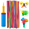 100 Pcs 260 Balloons Kit with Pump - Kids Premium Latex Twisting Long Balloons to Make Animals Flowers, Fun Rainbow Balloons for Party Boys Girls