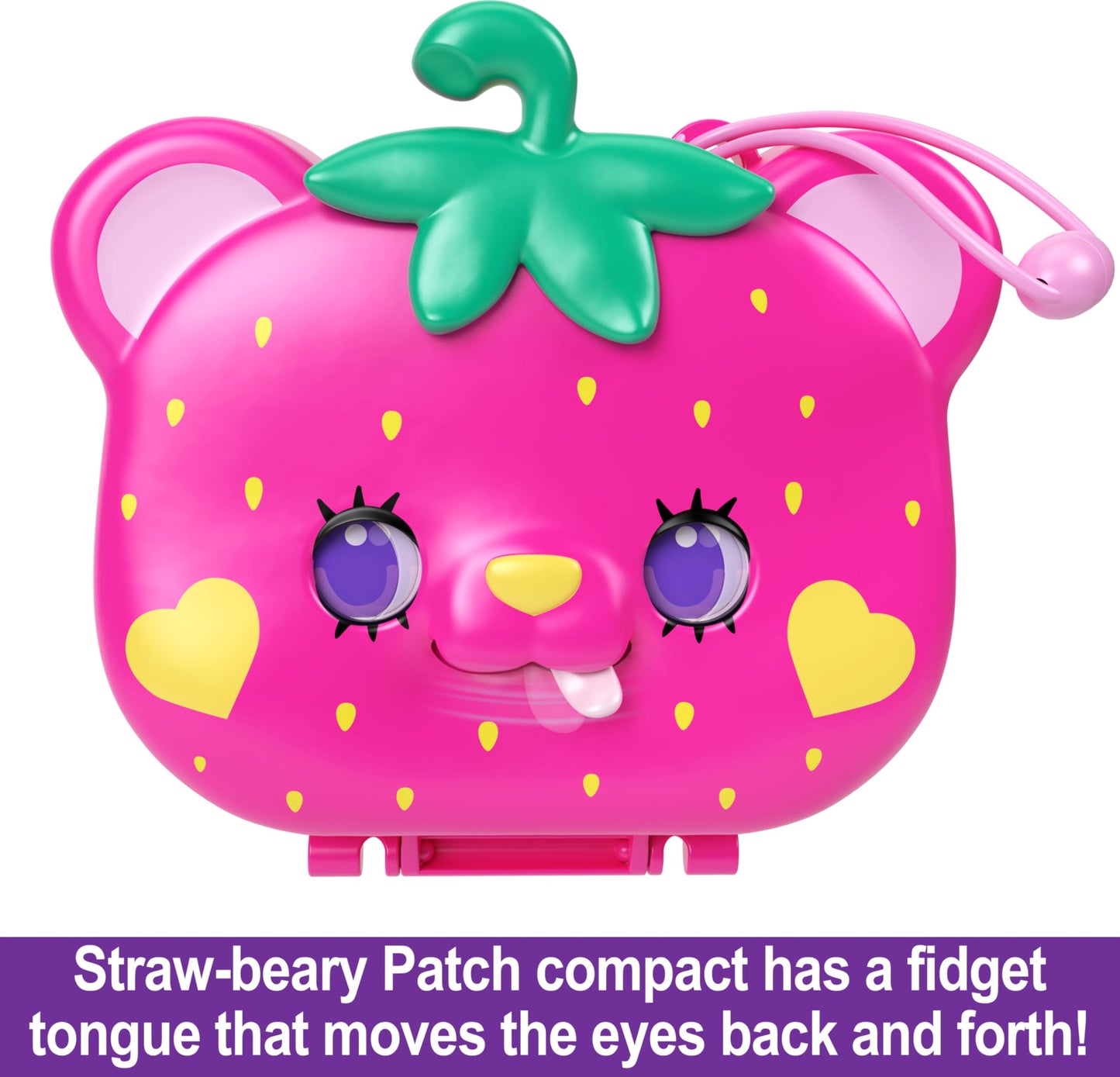 Polly Pocket Playset with 2 Micro Dolls & 12 Accessories, Straw-Beary Patch Compact Travel Toy with Fidget Exterior