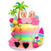 18 PCS Beach Cake Topper Summer Hawaiian Cake Decorations with Slipper and Sunglasses Clay for Swimming Pool Aloha