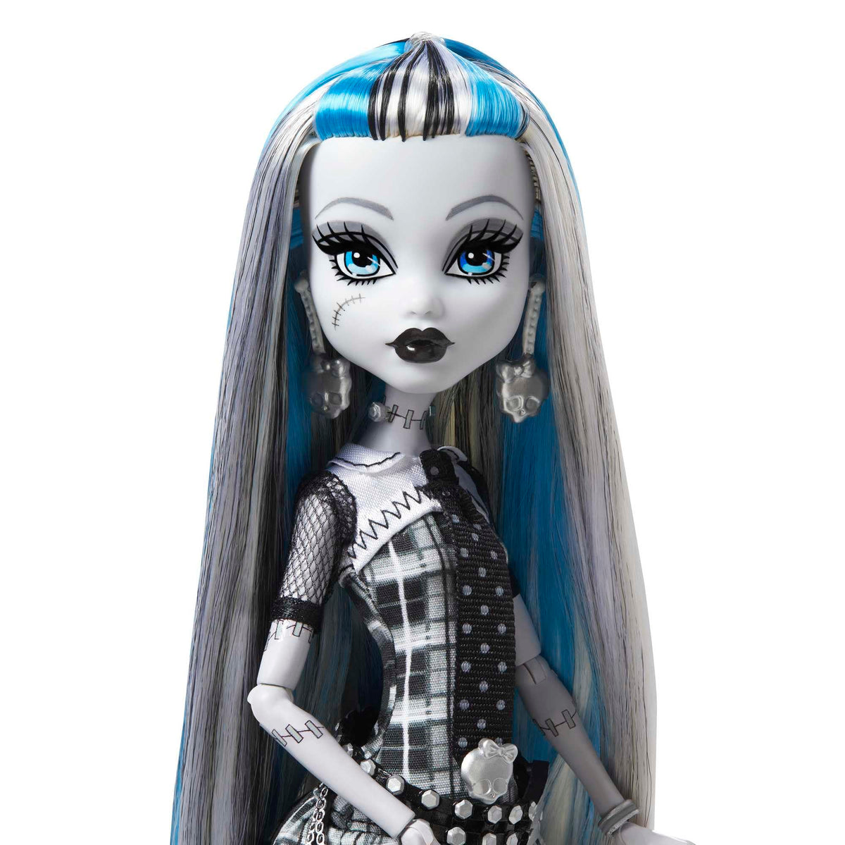 Monster High Reel Drama Doll, Frankie Stein in Black and White, Collectible Reproduction with Doll-Size and Life-Size Posters, Horror Flick Theme