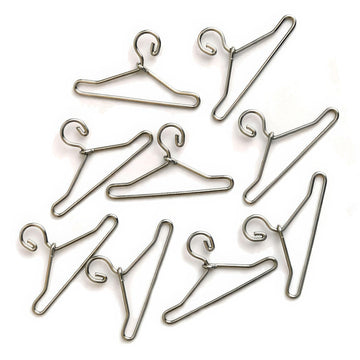Miniature Wire Hangers (10pcs): 1/12 Scale Metal Hangers for Dollhouse Closet (Silver)