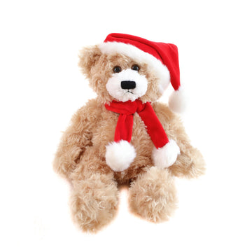 Plushland Adorable Soft Brandon Teddy Bear, Stuffed Animal Holiday Toys with Hat and Scarf Christmas Accessories - A Perfect Toy Gift for Kids 12