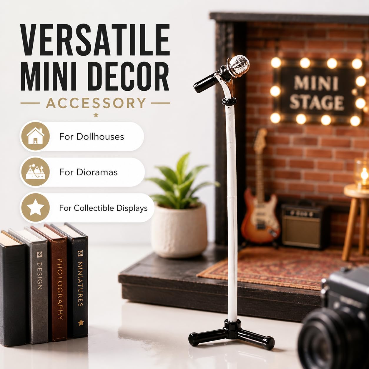 1/12 Scale Dollhouse Miniature Metal Microphone Stand, Adjustable Studio Recording Equipment for Music Room, Realistic Miniature Decor Accessories
