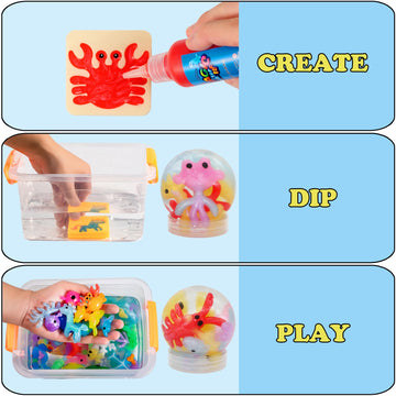 Kidisego Magic Water Elf Toy Kit, 40 Colors Aqua Fairy Water Gel Kit for Kids, Aqua Fairy kit with 24 Molds 10 Pack of Magic Powder, Crate Your Own