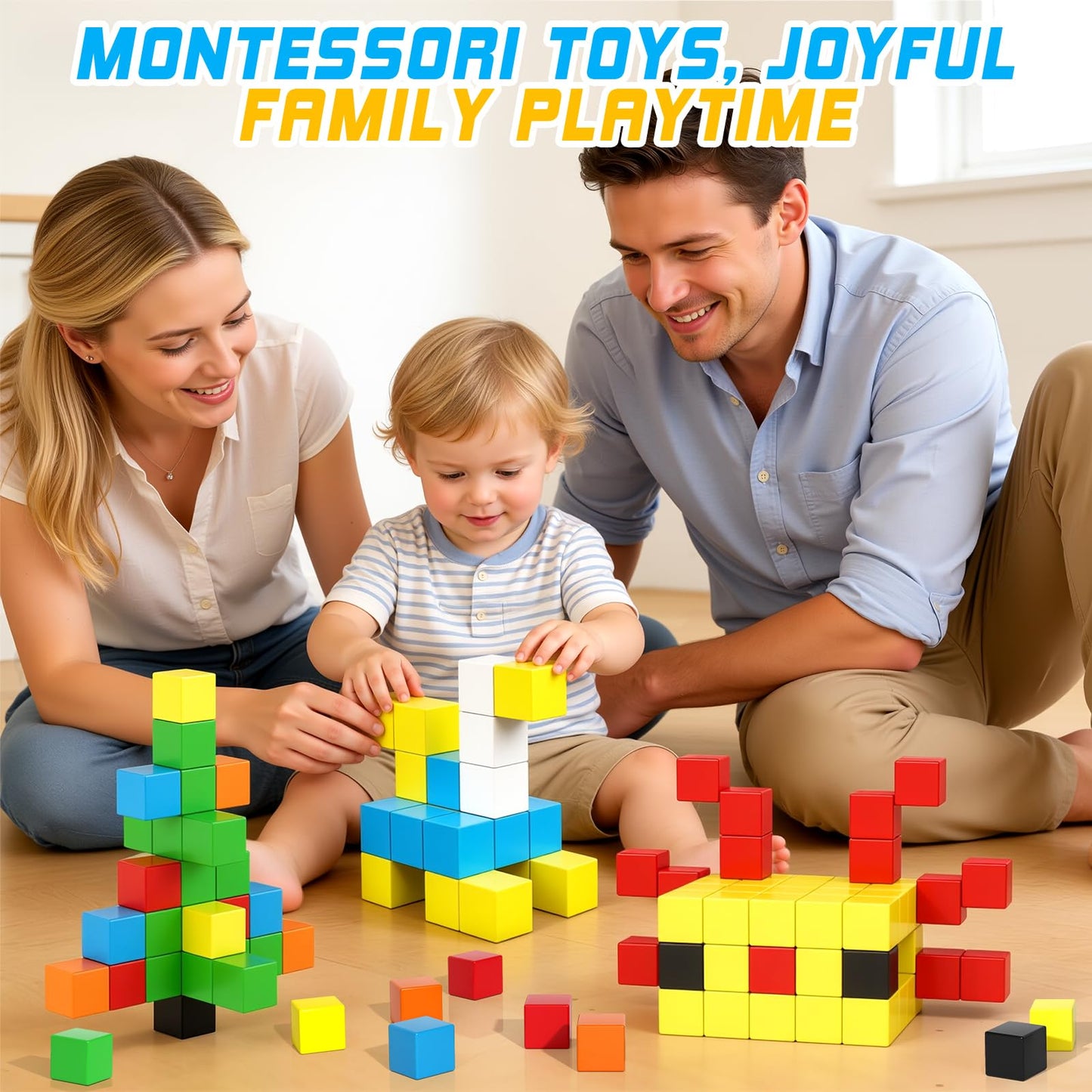 48PCS Magnetic Blocks for Toddlers Outdoor Toys, Large Magnetic Cube Toy for Sensory Montessori Education Preschool Magnet Toys for 3 4 5 6 Year Old