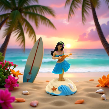 Calsgkspray Blue Solar Powered Dancing Figures Decoration -Hawaii Shaking Head Ornaments Hula Girl -Car Dashboard Interior Decoration Desktop