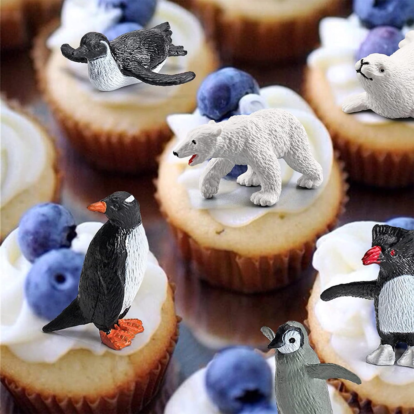 WONWONTOYS 20PCS Arctic Animals Figurine Penguins and Polar Animals Figurine playset Christmas Birthday Party Supplies Decor for Cake