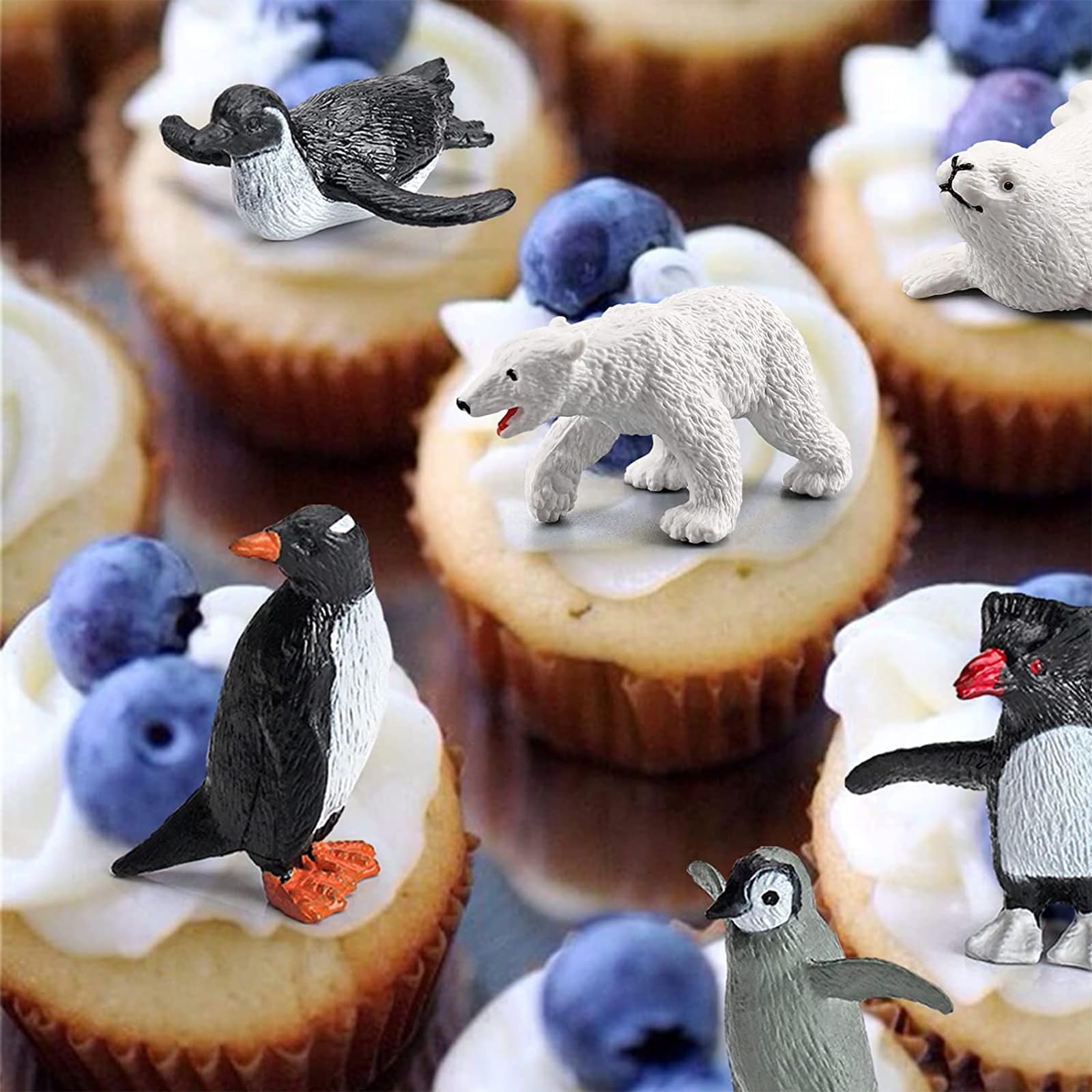 WONWONTOYS 20PCS Arctic Animals Figurine Penguins and Polar Animals Figurine playset Christmas Birthday Party Supplies Decor for Cake