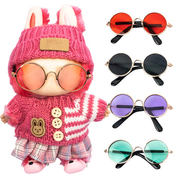 5pcs Doll Glasses, 5 Colors Plastic Dress up Eyeglasses for lububu(No Doll)