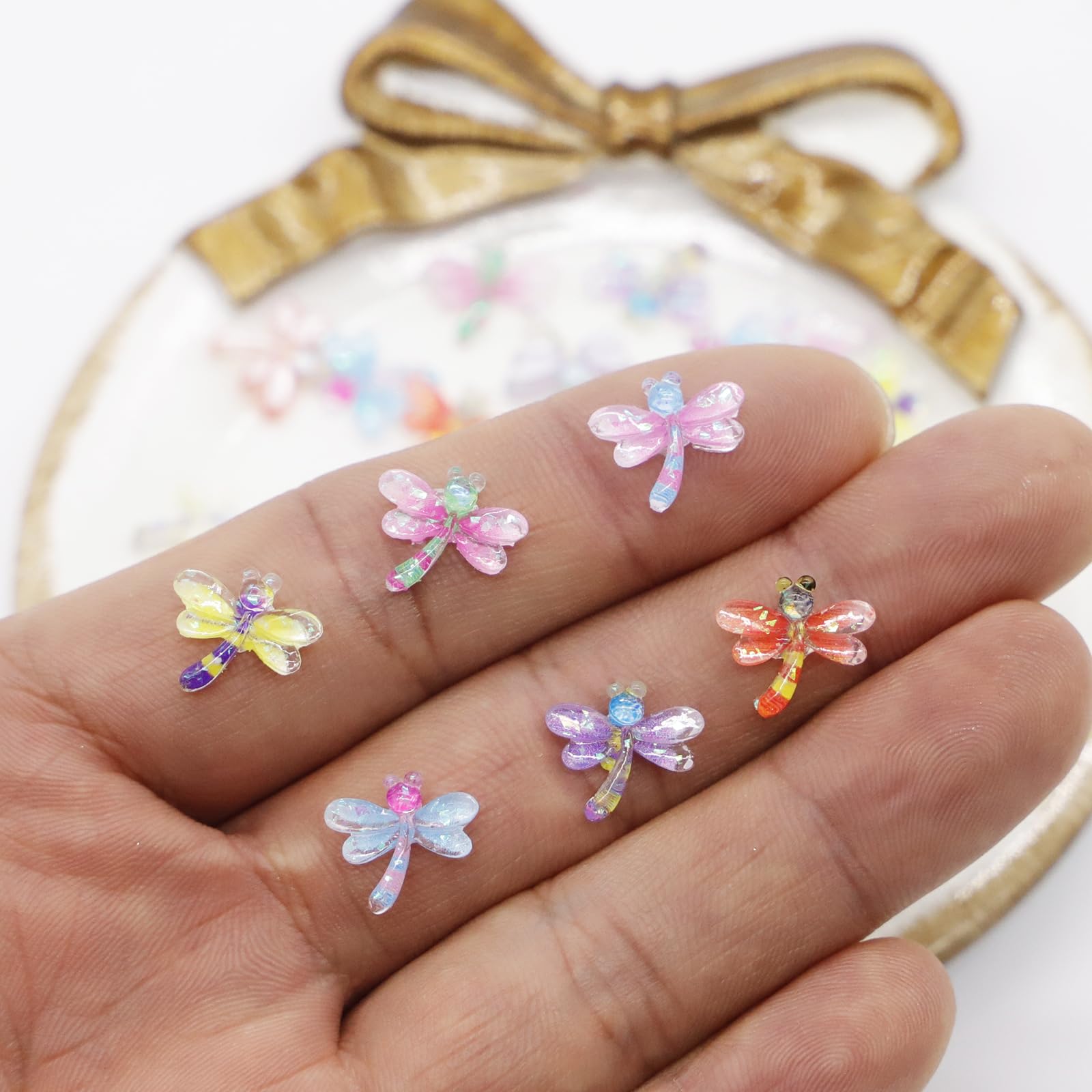 Micro Resin Dragonflies, Dollhouse Miniature Tiny Colorful Butterflies, Terrarium Fairy Garden Cartoon Dragonfly, Mini Micro Landscaping Decoration