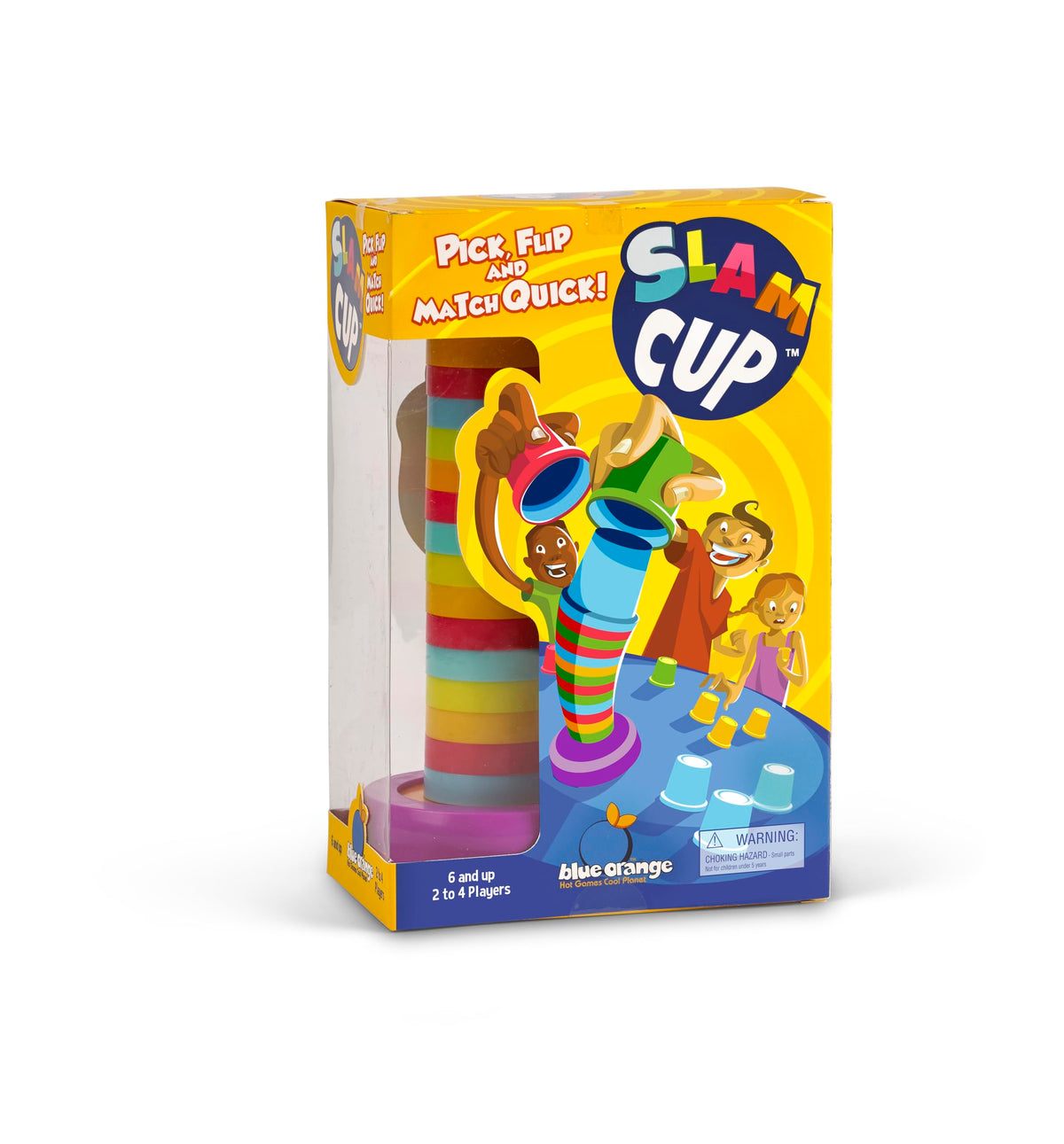 Slam Cup, Speed and Color Matching Cups Kids and Family Game by Blue Orange Games for 2 to 4 Players. Recommended for ages 6 & up