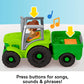Fisher-Price Little People Toddler Toy Push & Play Tractor Push-Along Musical Farm Vehicle with 2 Figures for Pretend Play Kids Ages 1+ Years