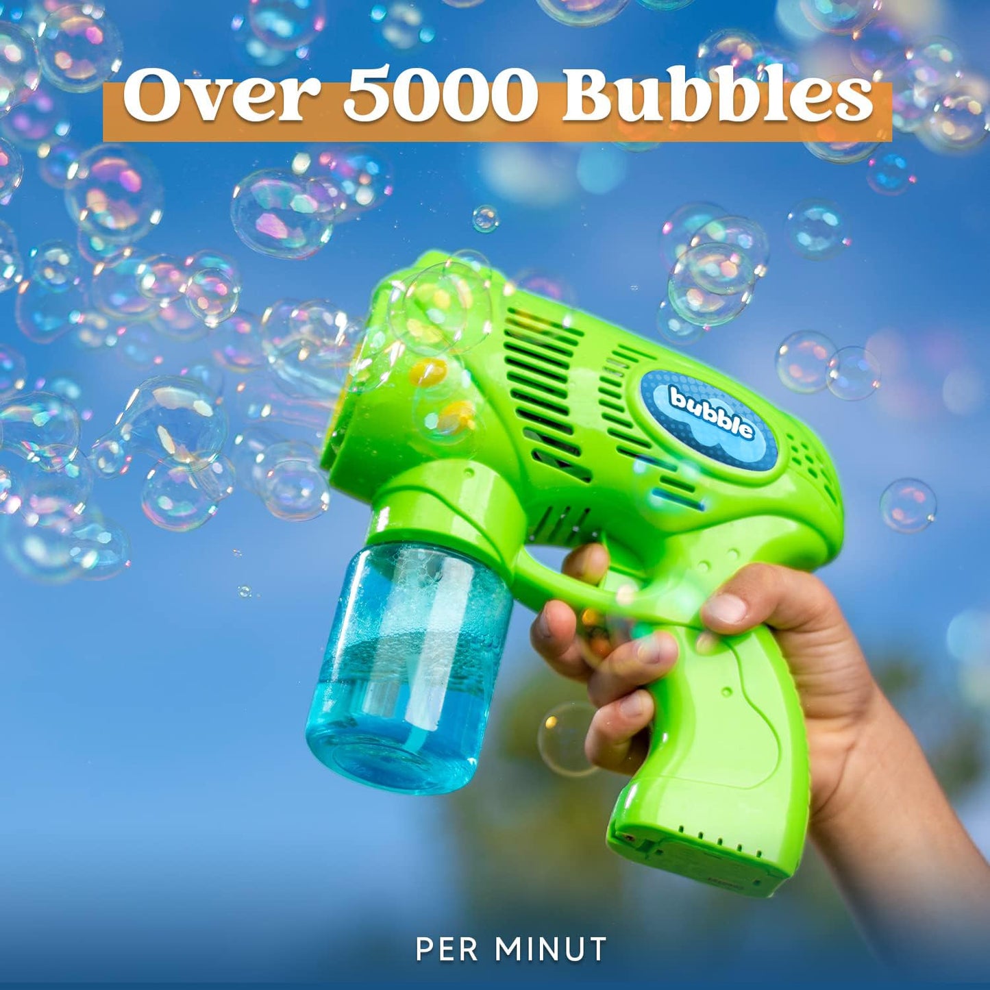 JOYIN 2 Kids Bubble Gun with 2 Bottles Refill Solution, Bubble Machine Gun for Toddlers Kids 4-8, Party Favors, Summer Toy, Outdoors, Easter, Birthday