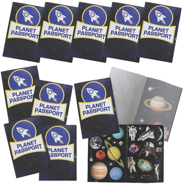 Fun Express Outer Space Passport Sticker Book (12 Books with 10 Pages Each) Pretend Passport for Kids and Classroom Activities - VBS 2026 Vacation