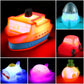 6 Packs No Hole Boat Bath Toy Set, Light up Changing Color in Water, Floating Rubber Bathtub Toys for Baby Toddler Infant Boy Girl Kid Play, Led