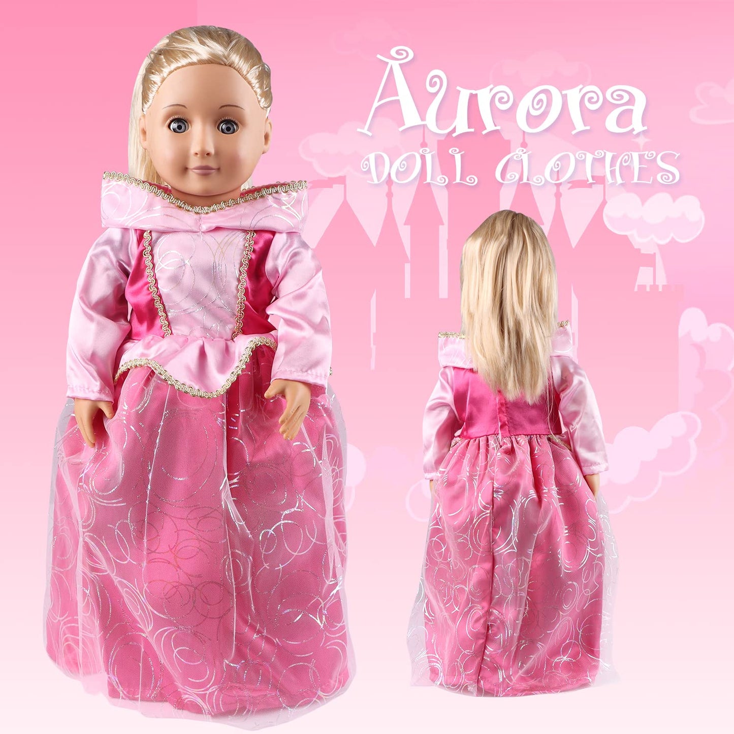 18 inch Doll Clothes Accessories - 6Pcs Different Princess Costume Dress Fits All 18-inch Dolls Across Brands