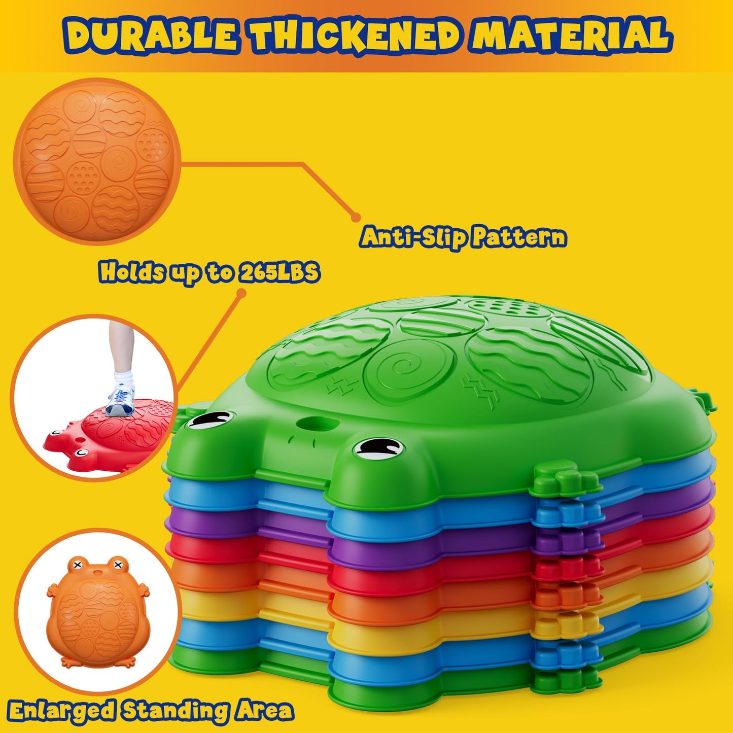 HYES Stepping Stones for Kids, 8PCS Non-Slip Balance Steps Stones