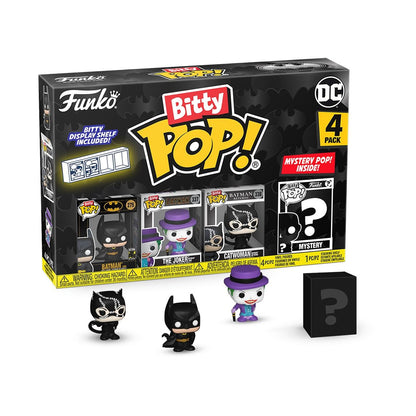 Funko Bitty POP! Batman 85th - Batman, 4-Pack and A Surprise Mystery Mini Figure - 0.9 Inch (2.2 Cm) - DC Comics Collectable - Stackable Display Shelf
