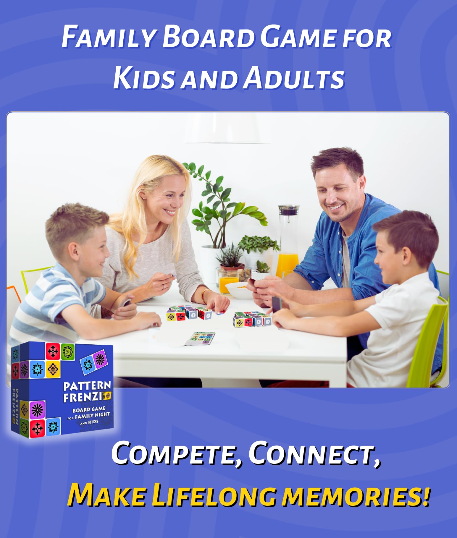 Pattern Matching Board Game for Kids & Adults, Family Night Board Games, Block Puzzle Games for Kids, Ages 3+ to 99 yrs, Play 1 to 5 Players
