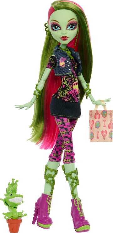 Monster High Boo-riginal Creeproduction Doll, Venus McFlytrap Collectible Reproduction with Doll Stand, Diary, and Pet Chewlian
