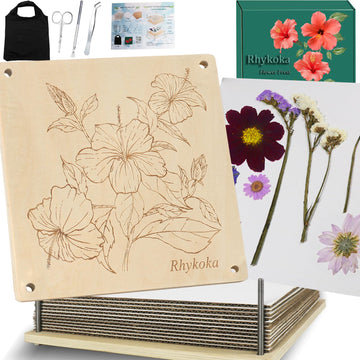 Rhykoka Large Flower Press,11x11 inch (28x28cm) 10 Layers Wooden Flower Pressing Kit for Adults with Storage Bag, Great Gift for DIY Flower Lovers