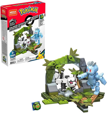 Mega Construx Pokemon Machop Vs. Galarian Zigzagoon Construction Set, Building Toys for Kids (GVK82), Red