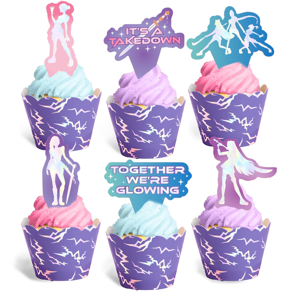 xo, Fetti 24 Pop Star Cupcake Toppers Wrappers | Kids Birthday Party Decor