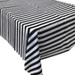 Oojami Black White Striped Plastic Tablecloths 54x108 Inch - 8 Pack Disposable Rectangle Table Covers for Party Wedding Birthday - Waterproof Picnic