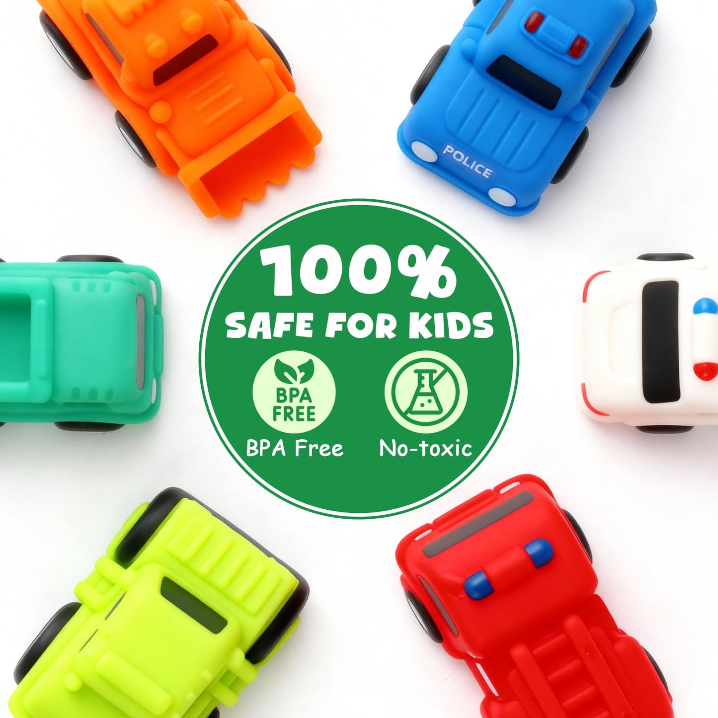 Baby Bath Toys, 6 Pack Light Up Cars Bath Toys, No Hole No Mould Bathtub Toy for 1 2 3 Year Olds, Flashing LED Sensory Toy for Toddlers, Bath Time